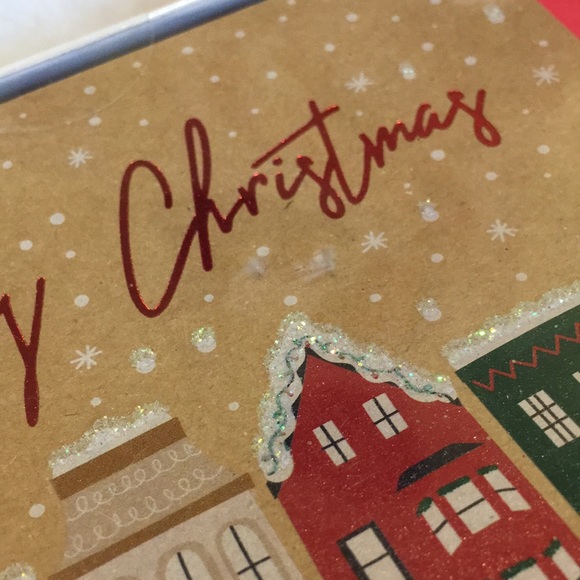 Merry Christmas Holiday Snowy Glitter Houses Greeting Card Set NWT 15count - Picture 16 of 16